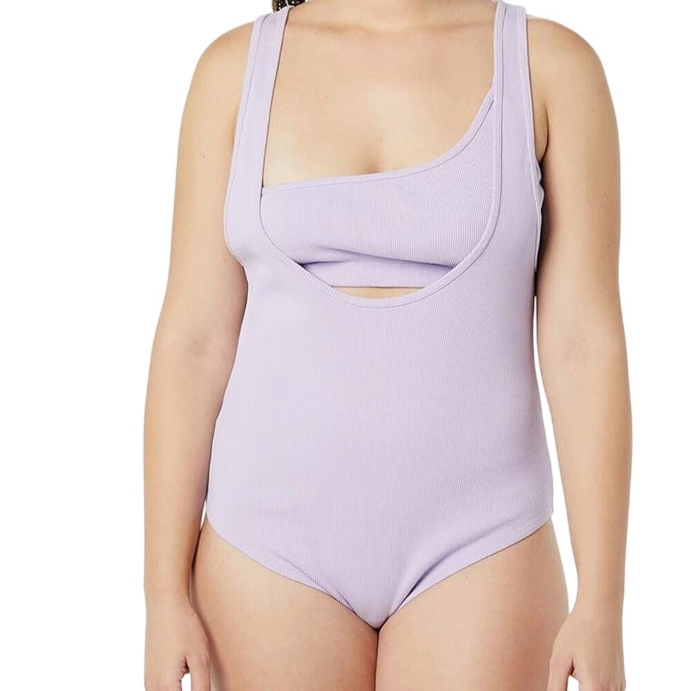 Deconstructed 2 Piece Ribbed Tank Bodysuit cotton blend Streetwear Set NWT M